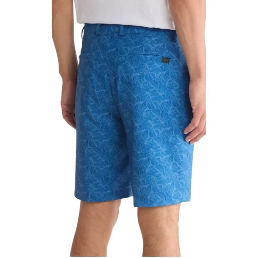 Greg Norman Mens Blue Palm Leaves Pockets Bermuda Golf Shorts Sz 42 New
